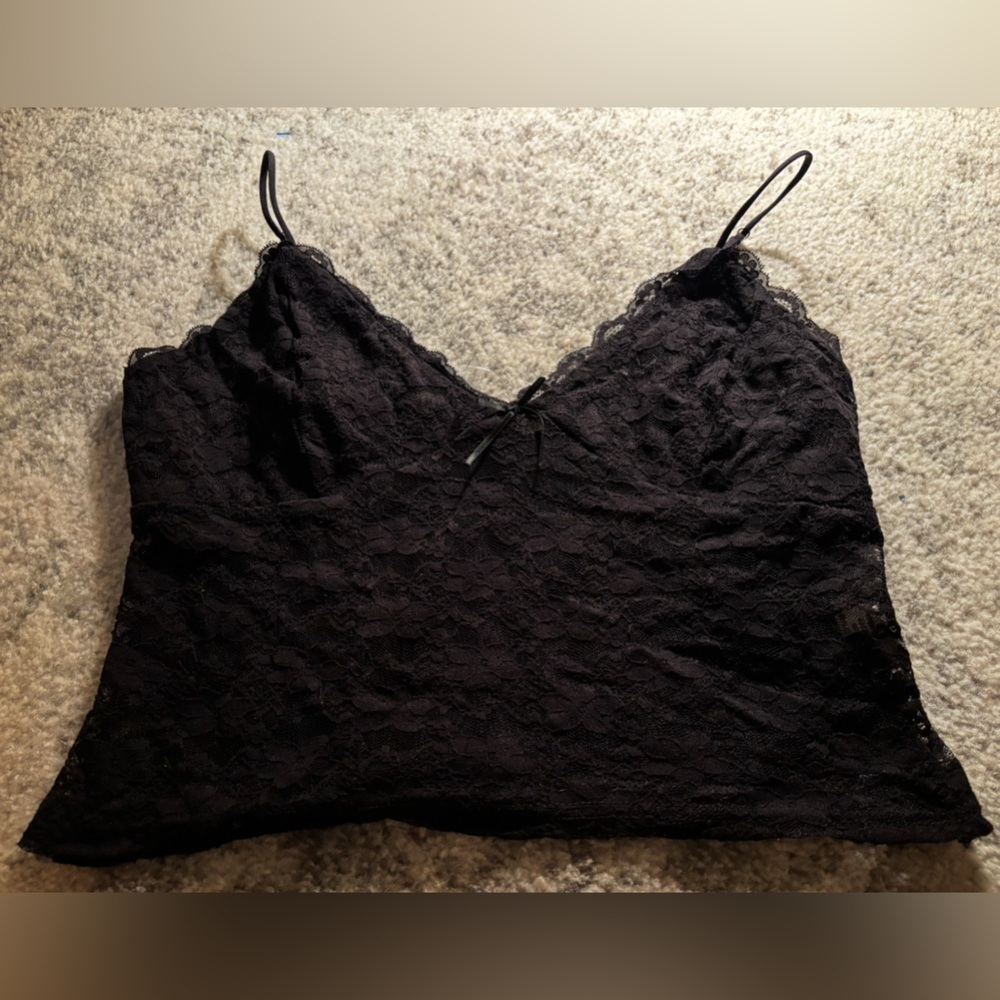 Faded Rose Black Lace Sleeveless Tank Top Size: XL